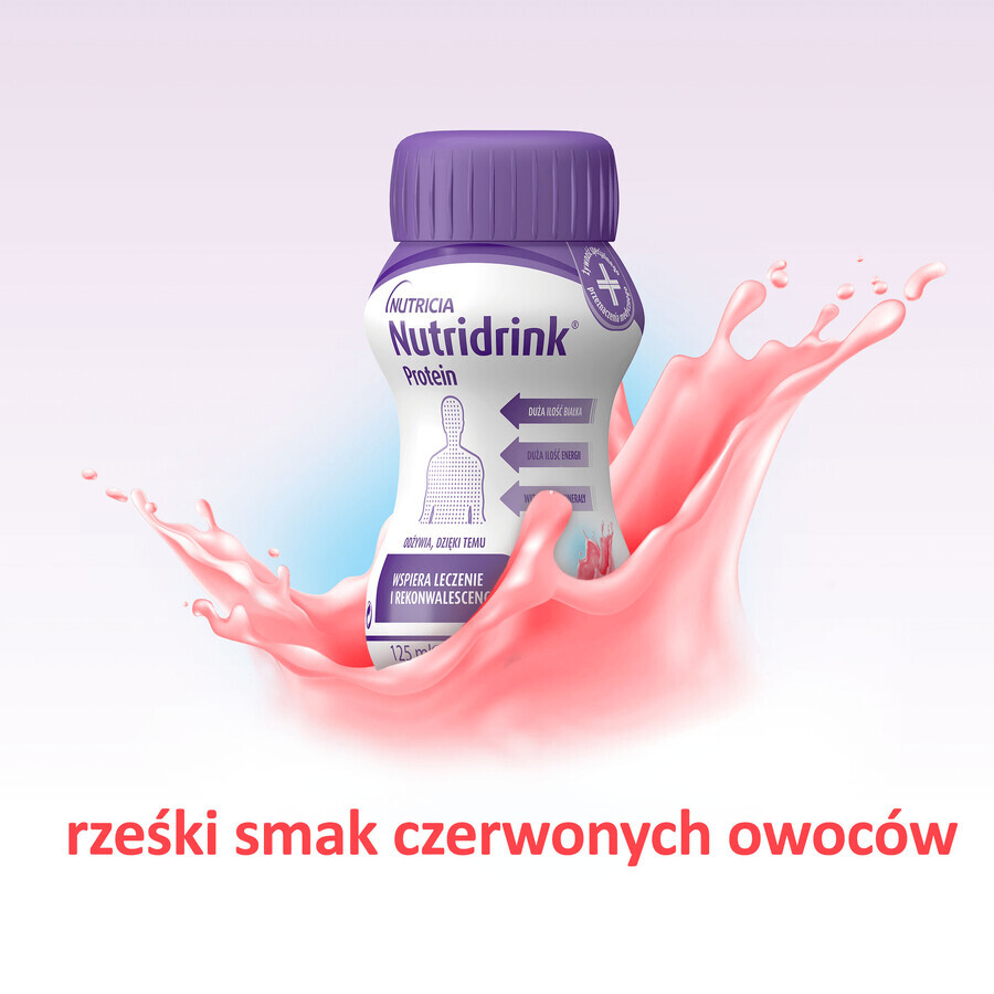 Kit di proteine Nutridrink, preparato nutrizionale, gusto frutta rossa croccante, 12 x 125 ml