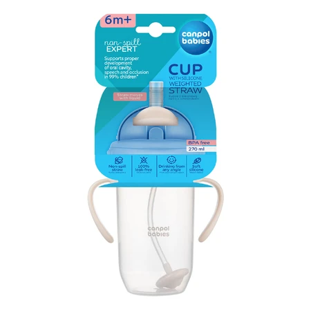 Canpol Bebés, vaso gotero con tubo y pesa, crema, 56/623, a partir de 6 meses, 270 ml