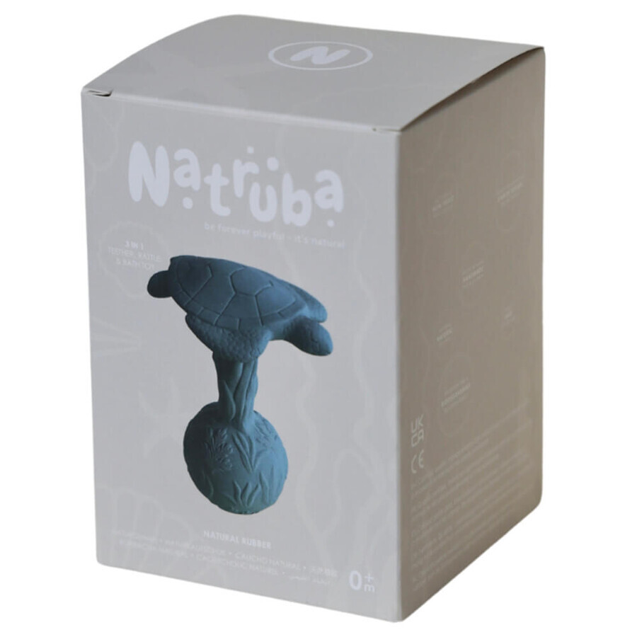 Natruba, natural rubber teether with rattle, turtle, from birth, 1 piece