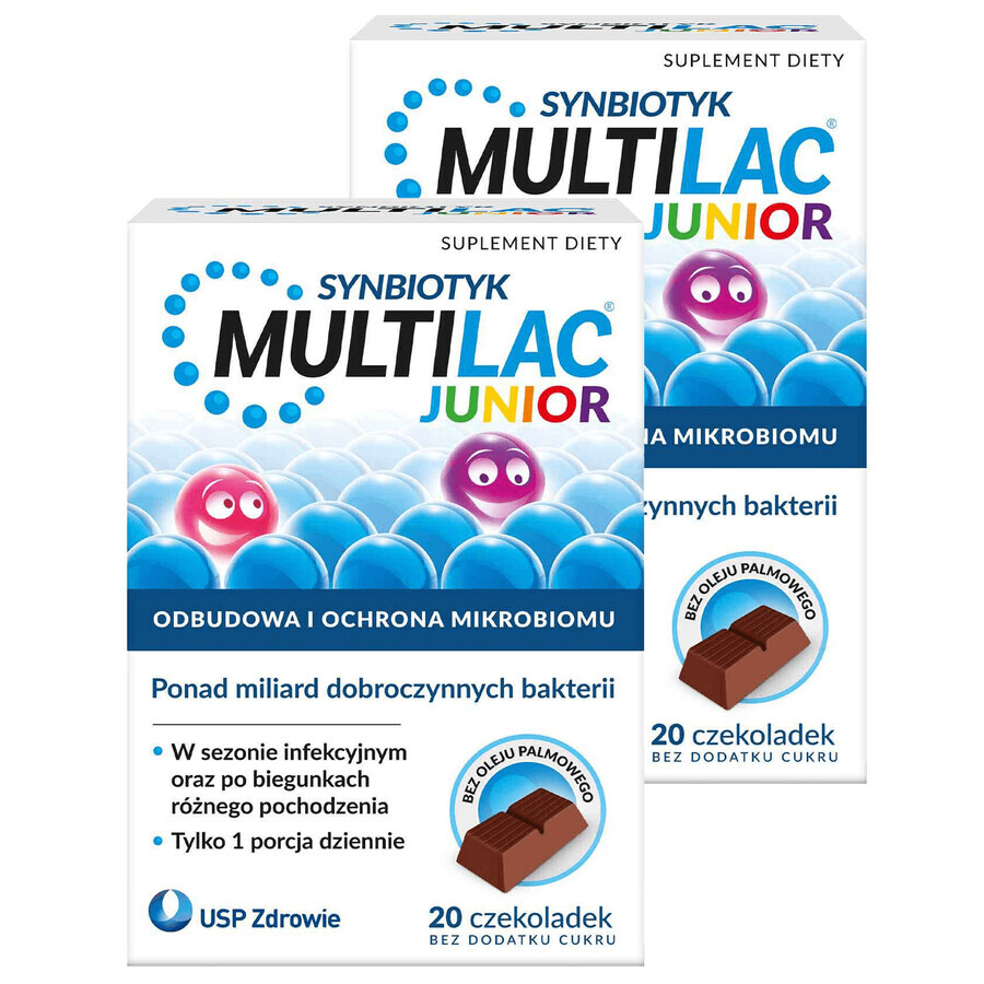 Multilac Junior Synbiotic set, bombones, 2 x 20 piezas