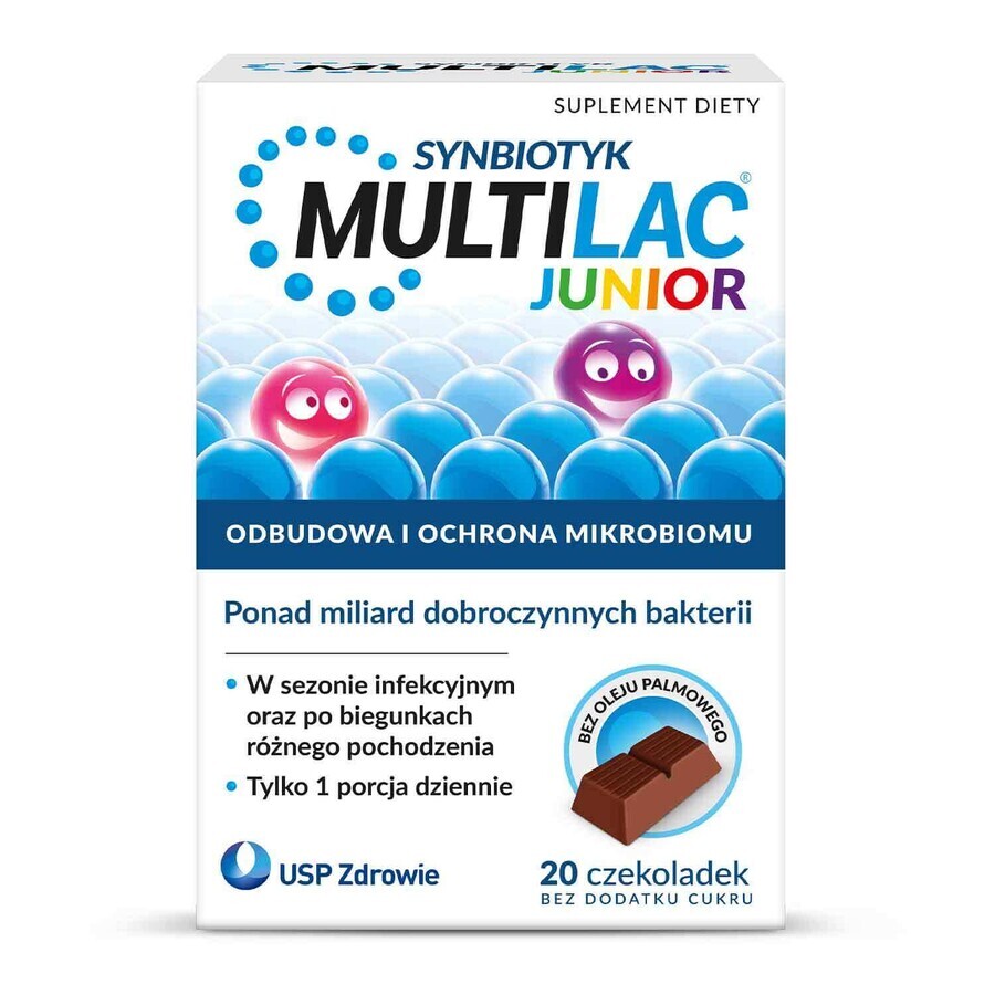 Multilac Junior Synbiotic set, bombones, 2 x 20 piezas