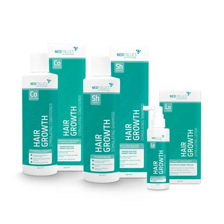 Neofollics Haarwuchs-Kit, haarwuchsfördernde Spülung, 250 ml + Lotion, 90 ml + Shampoo, 250 ml für 1 Penny
