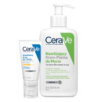 CeraVe set, hydraterende gezichtscrème met ceramiden, normale en droge huid, SPF 50, 52 ml + hydraterende crème-schuim gezichtswasgel, normale en droge huid, 236 ml