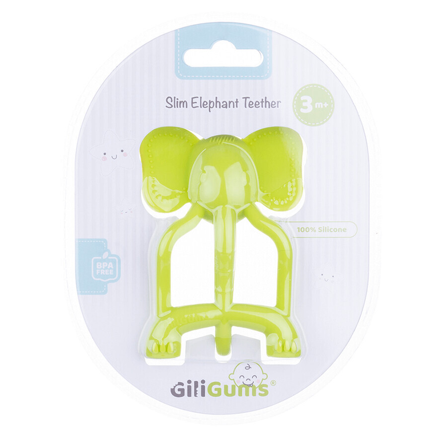 Dumel GiliGums, verzachtende bijtring, olifant, limoengroen, vanaf 3 maanden, 1 stuk