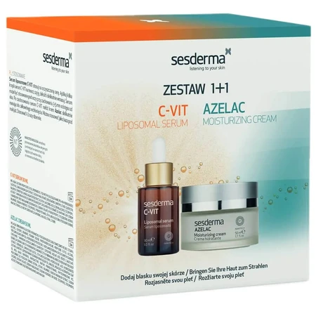 Kit Sesderma Azelac, crema hidratante, 50 ml + C-Vit, serum facial liposomado, 30 ml