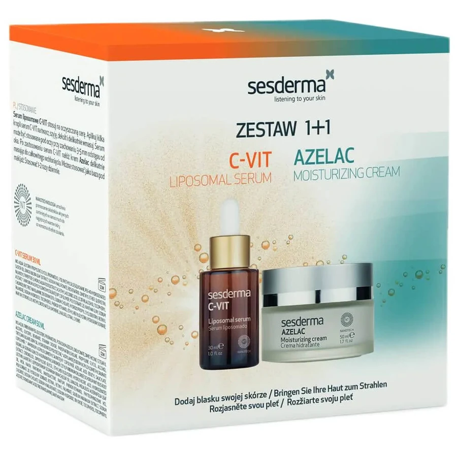 Kit Sesderma Azelac, crema hidratante, 50 ml + C-Vit, serum facial liposomado, 30 ml