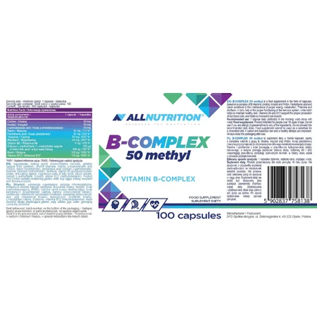 Allnutrition Complejo B 50 Metilo, 100 cápsulas