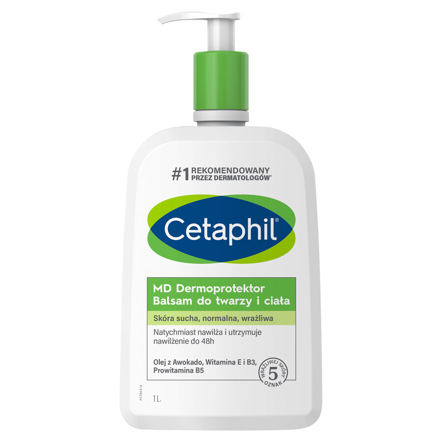 Cetaphil MD Dermoprotector, moisturizing lotion for face and body, dry and sensitive skin, with pump, 1 l + face moisturizer with hyaluronic acid, night cream, 48 ml free of charge
