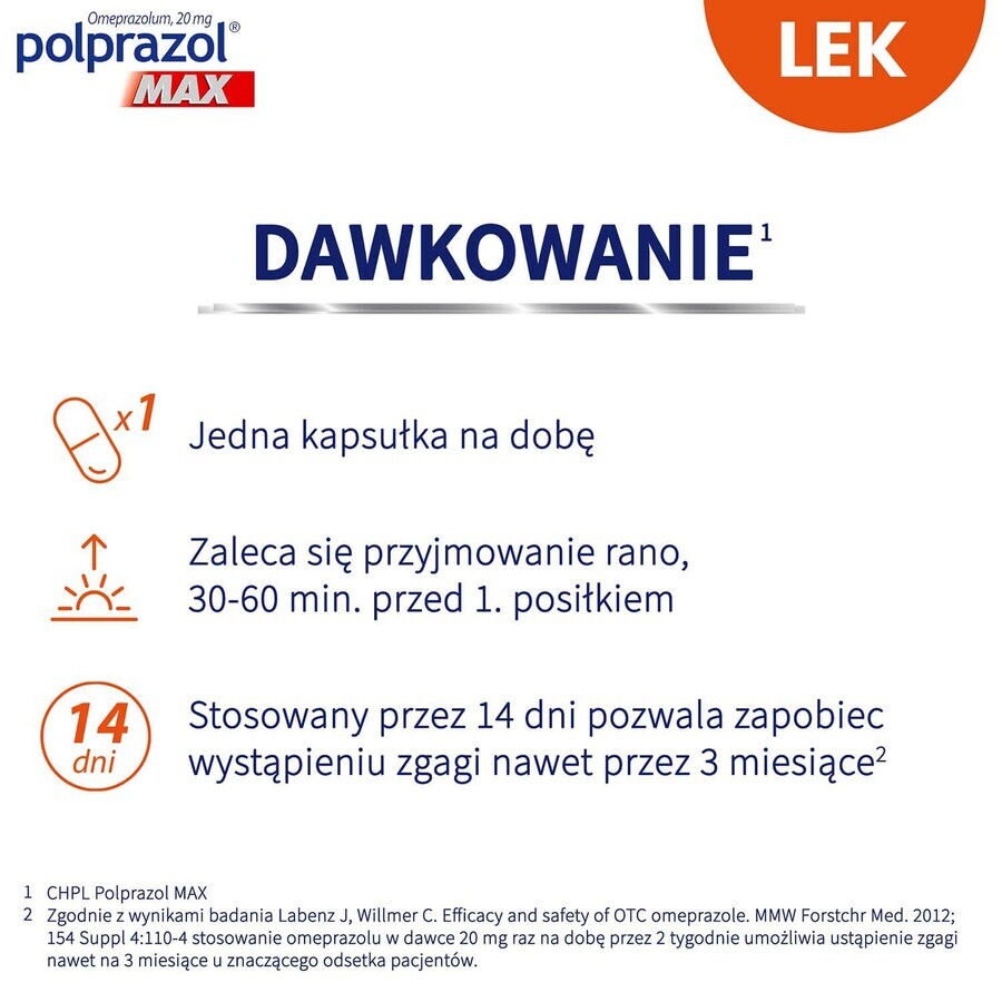 Polprazol Max 20 mg, 14 capsules