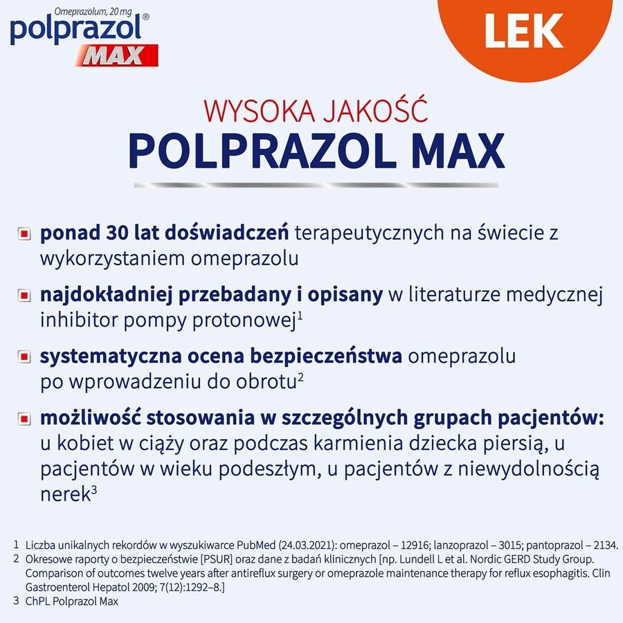 Polprazol Max 20 mg, 14 capsules