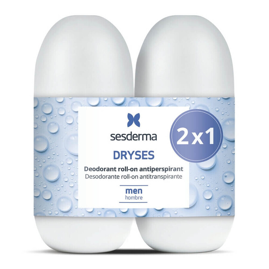 Sesderma Dryses, deodorante roll-on per uomo, 2 x 75 ml