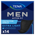 Set Tena Men Active Fit, plantillas anatómicas para hombre, Extra Light Negro, 6 x 14 pzas