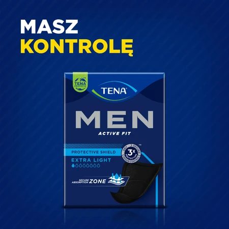 Set Tena Men Active Fit, anatomische Einlagen für Männer, Extra Light Black, 6 x 14 Stück