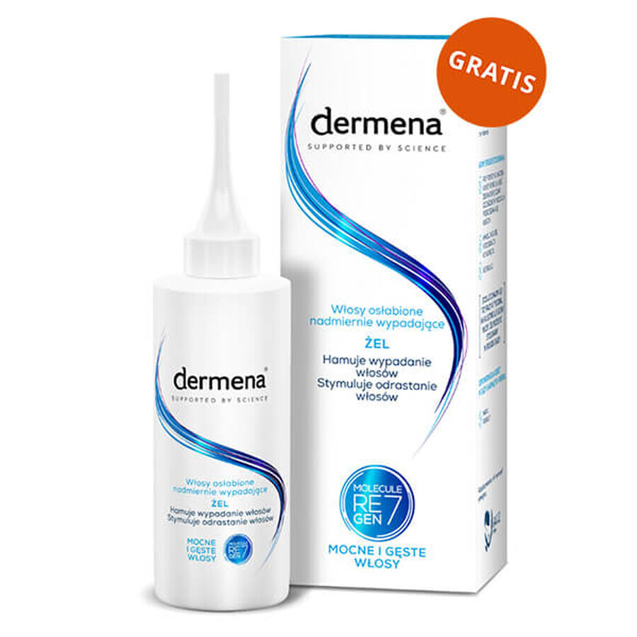 Set de îngrijire a părului Dermena, șampon pentru prevenirea căderii părului, 200 ml + balsam pentru întărirea părului, 200 ml + gel inhibitor al căderii părului, 150 ml gratuit