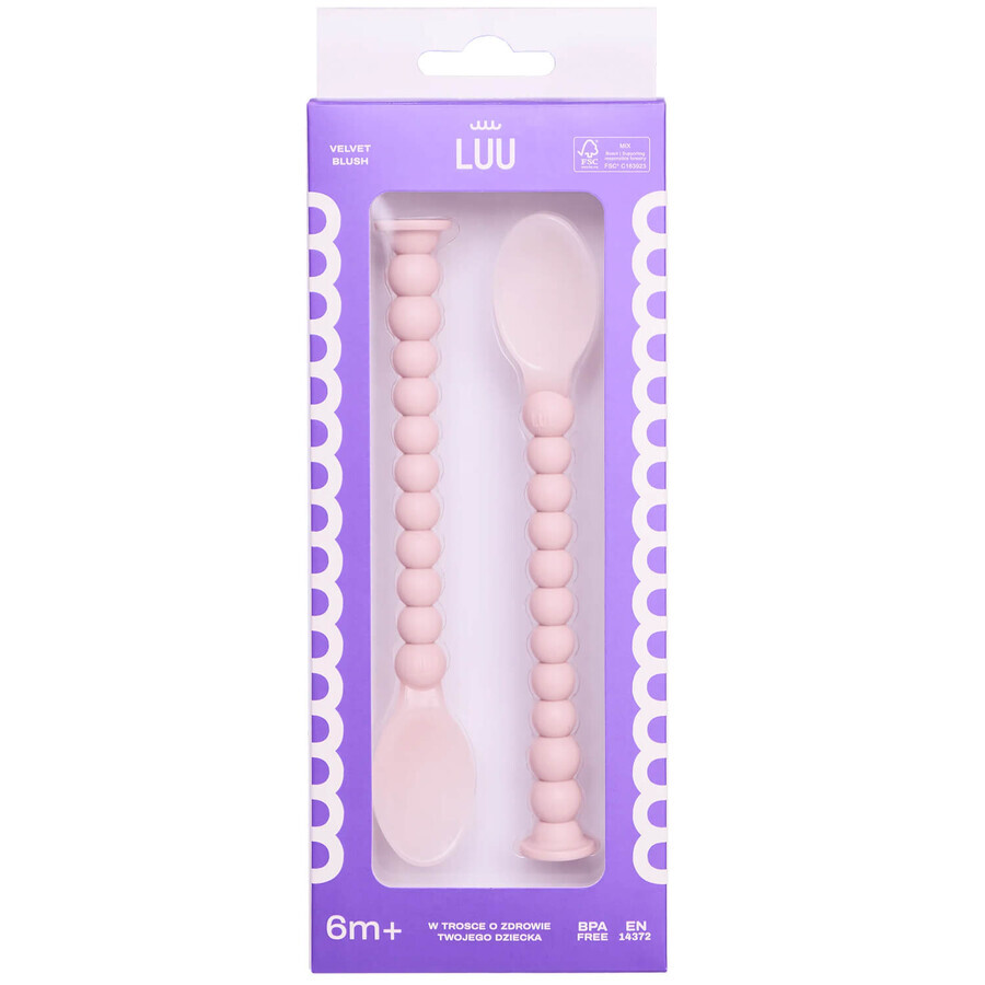 Luu Kids, Feeding Spoon Set, Velvet Blush, from 6 months, 2 pieces