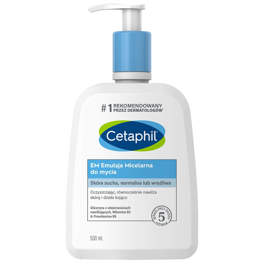 Cetaphil Cleansing and Moisturizing Set, Micellar emulsion for sensitive skin cleansing, 500 ml + moisturizing lotion for face and body, 500 ml