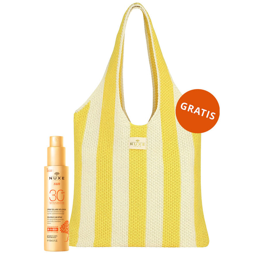 Acquista Nuxe Sun, lozione abbronzante viso e corpo, spray, SPF 30, 150 ml + borsa da spiaggia in omaggio Nuxe Sun, lozione abbronzante viso e corpo, spray, SPF 30, 150 ml + borsa da spiaggia in omaggio