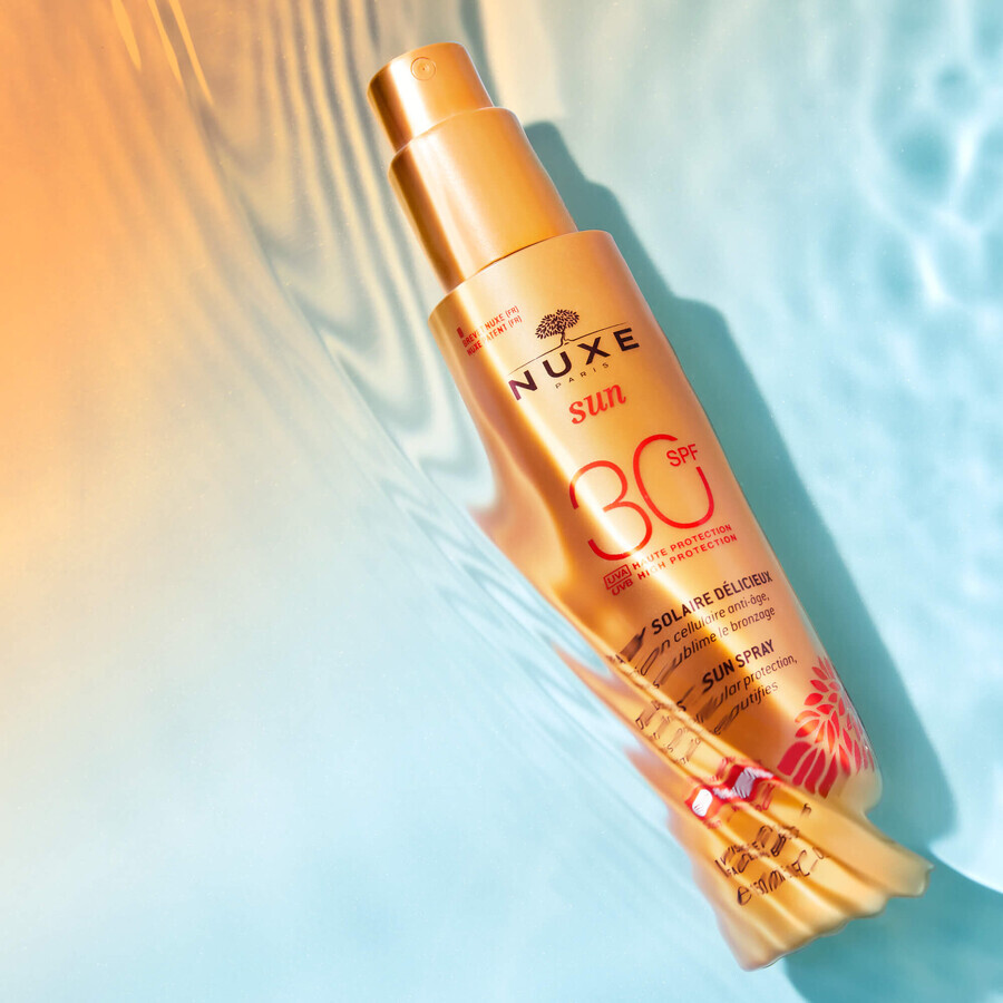 Nuxe Sun, lozione abbronzante viso e corpo, spray, SPF 30, 150 ml + borsa da spiaggia in omaggio