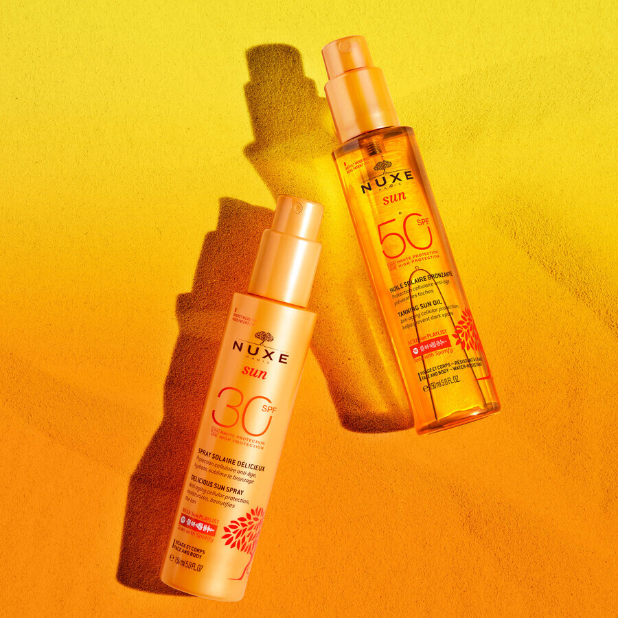 Nuxe Sun, lozione abbronzante viso e corpo, spray, SPF 30, 150 ml + borsa da spiaggia in omaggio Nuxe Sun, lozione abbronzante viso e corpo, spray, SPF 30, 150 ml + borsa da spiaggia in omaggio