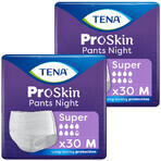Set Tena Pants ProSkin Night, chiloți absorbanți, mărimea M, 80-110 cm, Super, 2 x 30 bucăți