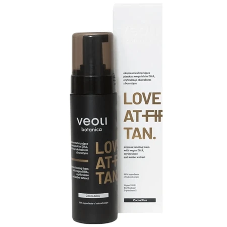 Veoli Botanica Love At First Tan, espuma bronceadora exprés con DHA vegano, eritrulosa y extracto de ámbar, Cocoa Kiss, 200 ml