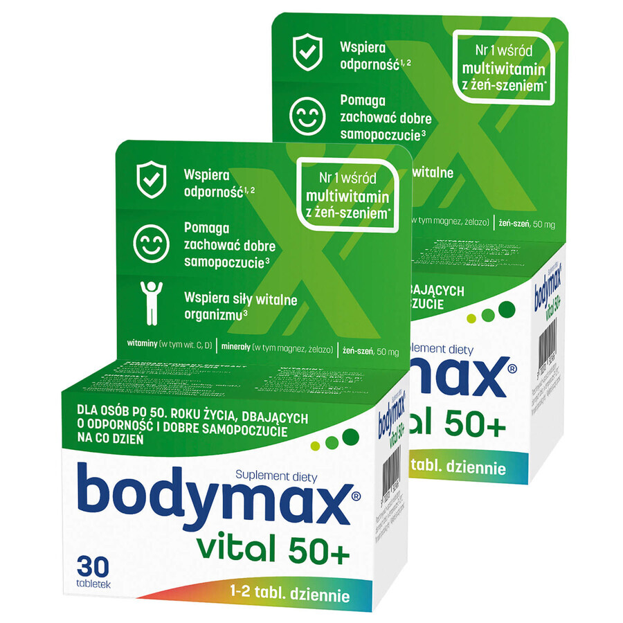 Bodymax Vital 50+ set, 30 tablets + 30 tablets for 1 penny