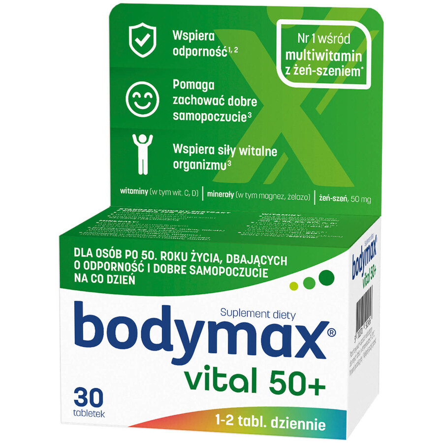 Bodymax Vital 50+ set, 30 tablets + 30 tablets for 1 penny