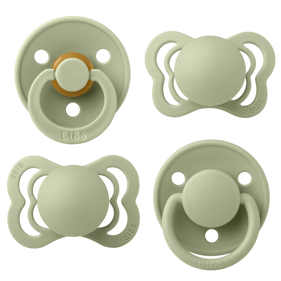 Lätzchen Try-It Collection Set, Schnuller, Gummi und Silikon, Größe 1, 0-6 Monate, Sage, 4 Stück