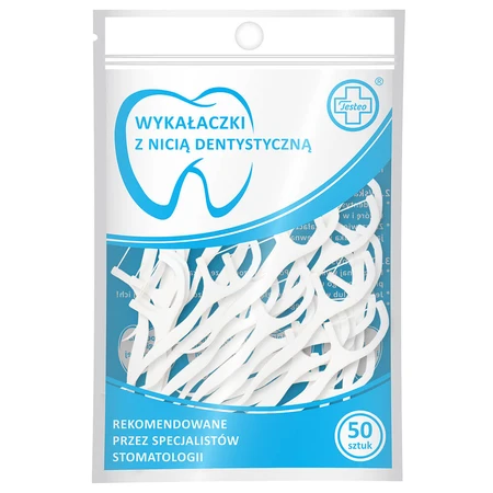 Testeo, dental floss toothpicks, white, 50 pieces