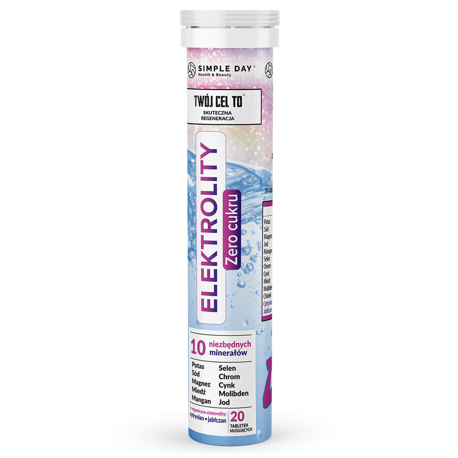 Simple Day Electrolytes, saveur baies des bois, 20 comprimés effervescents