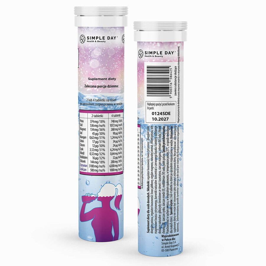 Simple Day Electrolytes, saveur baies des bois, 20 comprimés effervescents