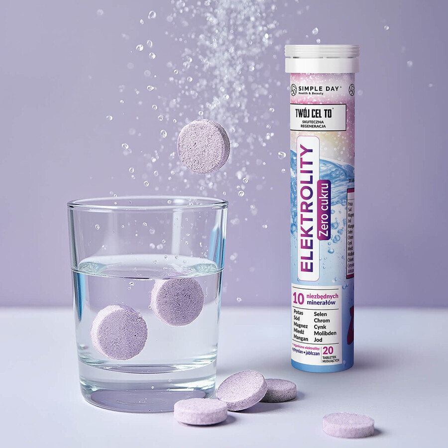 Simple Day Electrolytes, saveur baies des bois, 20 comprimés effervescents