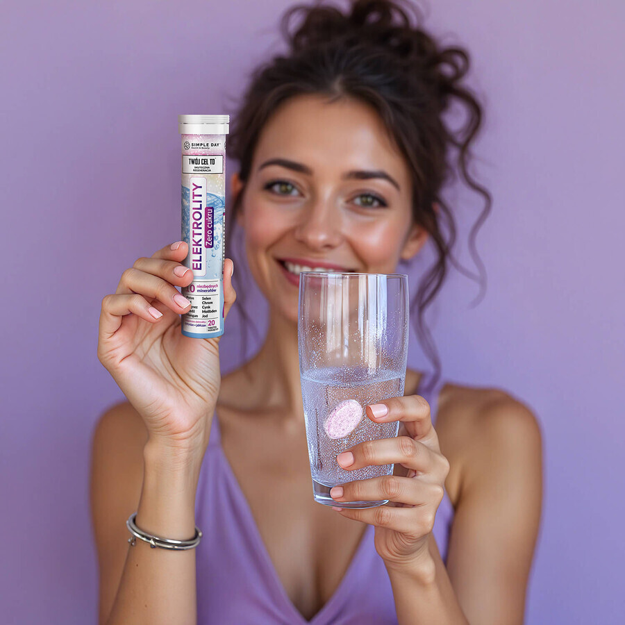 Simple Day Electrolytes, saveur baies des bois, 20 comprimés effervescents