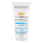 Dermedic Sunbrella, crema protettiva ultraleggera per il viso, pelle iperreattiva e vascolare, SPF 50+, 40 ml + sacchetto in omaggio Dermedic Sunbrella, crema protettiva ultraleggera per il viso, pelle iperreattiva e vascolare, SPF 50+, 40 ml + sacchetto in omaggio