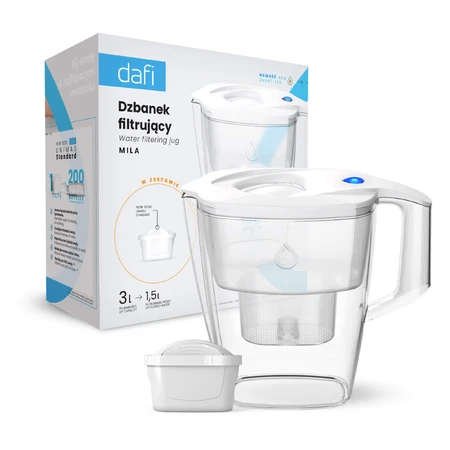 Dafi Mila Led, jarra filtrante, blanca, 3 l + filtro Unimax, 1 pieza