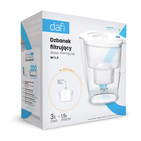 Dafi Mila Led, jarra filtrante, blanca, 3 l + filtro Unimax, 1 pieza