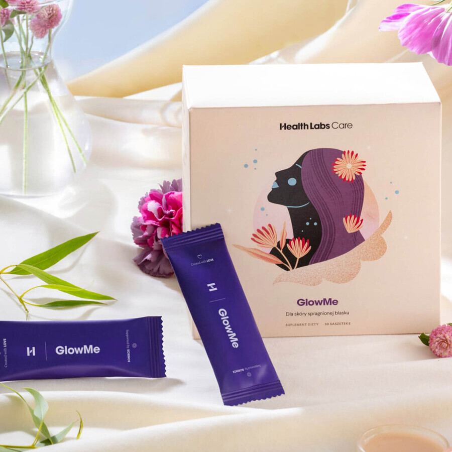Health Labs GlowMe set, saveur framboise, 2 x 30 sachets + Batycki, étui de téléphone gratuit