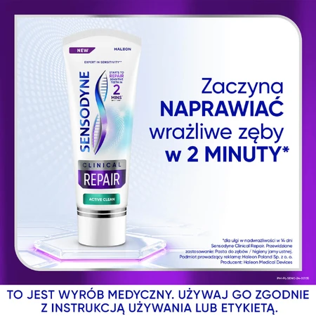 Sensodyne Clinical Repair Active Clean Zahnpasta für überempfindliche Zähne, 75 ml