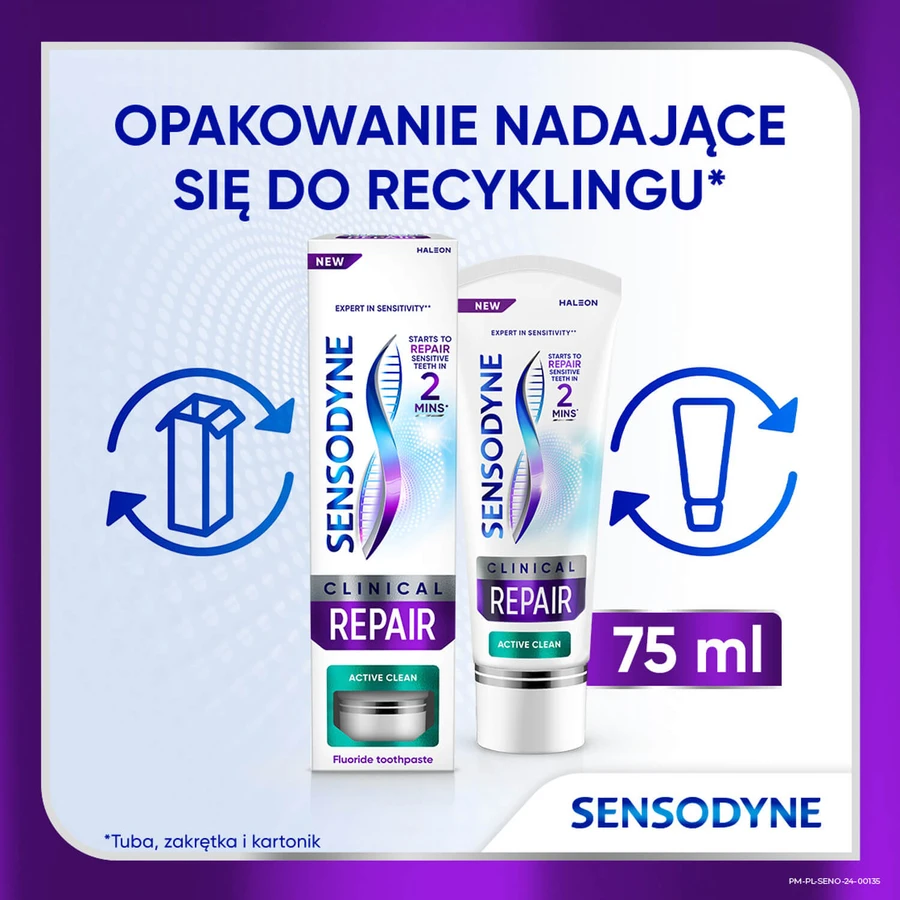 Sensodyne Clinical Repair Active Clean Zahnpasta für überempfindliche Zähne, 75 ml