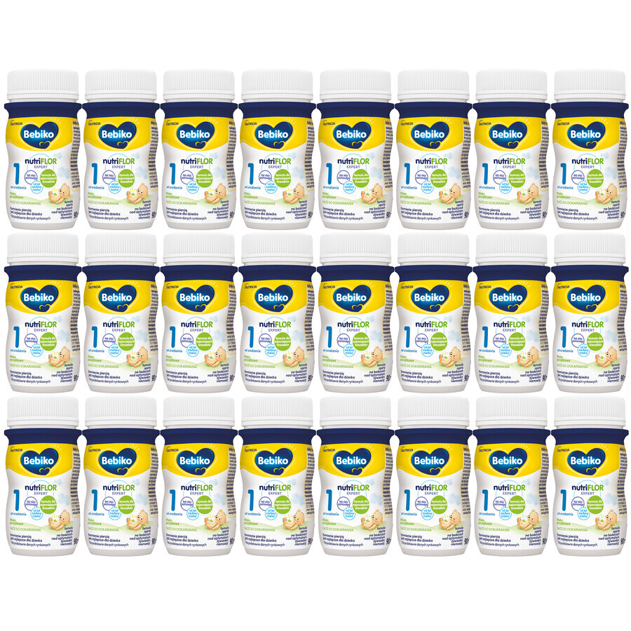 Bebiko 1 Set di latte per lattanti pronto da bere Nutriflor Expert, dalla nascita, 24 x 90 ml