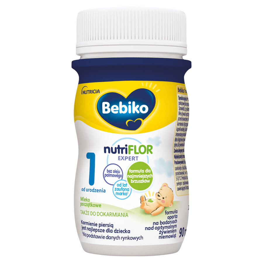 Bebiko 1 Set di latte per lattanti pronto da bere Nutriflor Expert, dalla nascita, 24 x 90 ml