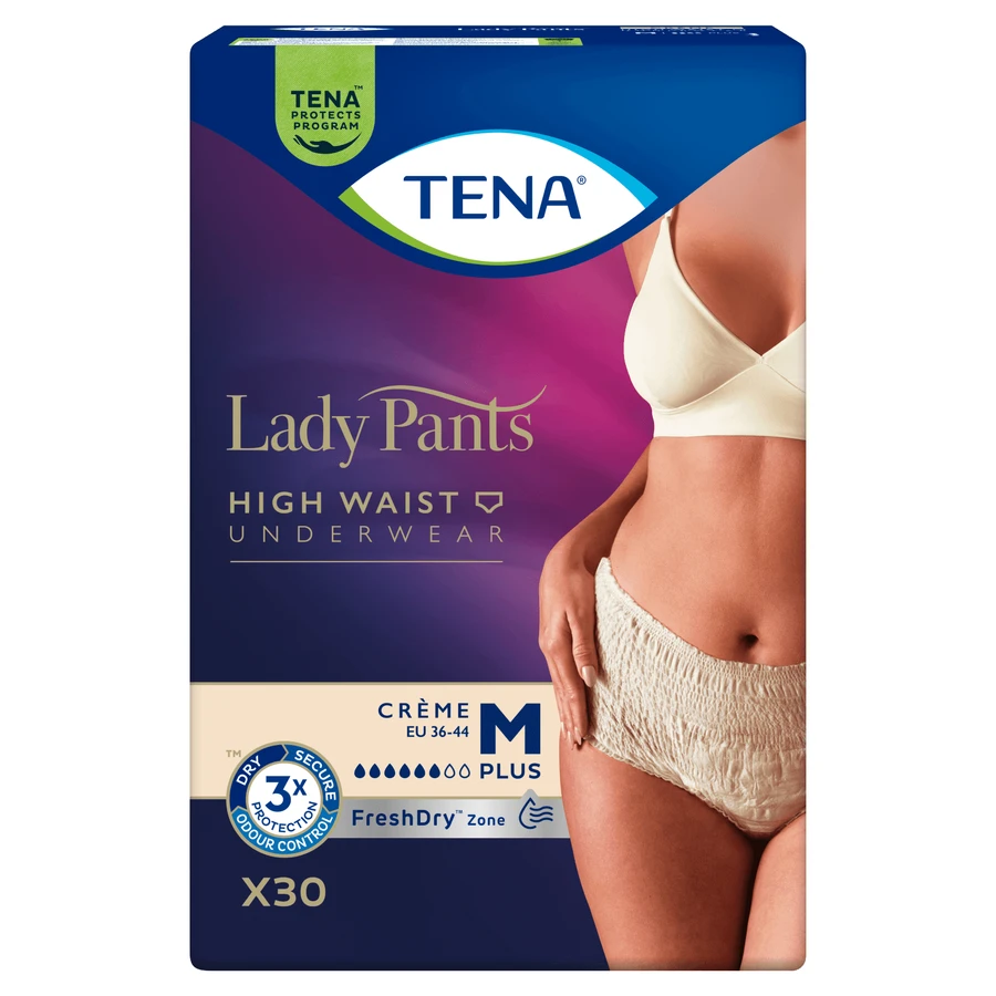 Tena Lady Pants Creme, absorberende slips, maat M, 75-105 cm, Plus, 30 stuks