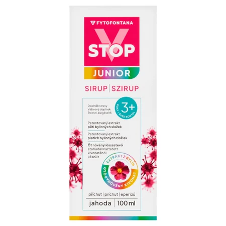 Fytofontana V-Stop Junior 3+, Sirup für Kinder ab 3 Jahren, Erdbeergeschmack, 100 ml