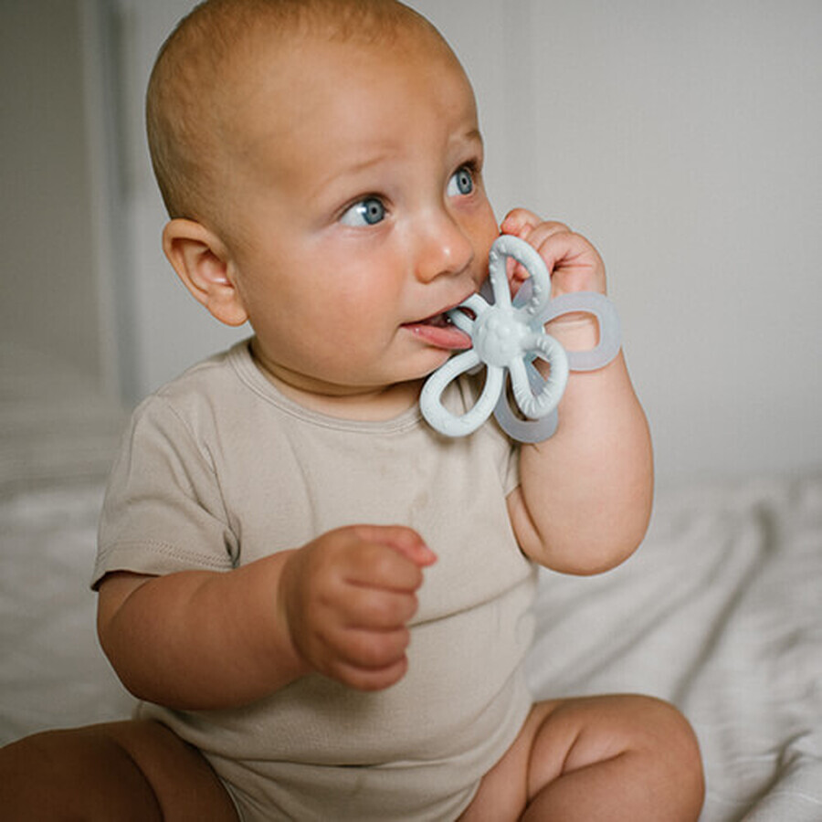BabyOno, silicone teether, flower, blue, from birth, 1 piece
