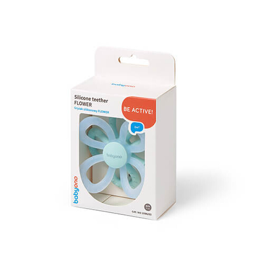 BabyOno, silicone teether, flower, blue, from birth, 1 piece