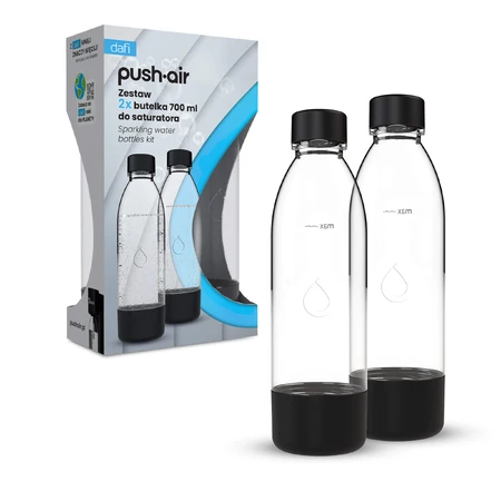 Dafi PushAir, koolzuurfles, zwart, 0,7 l, 2 stuks