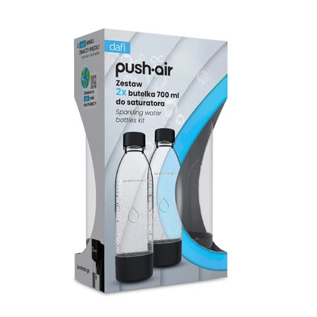 Dafi PushAir, koolzuurfles, zwart, 0,7 l, 2 stuks