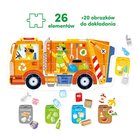 CzuCzu Moto Puzzle Garbage truck, puzzle for children, 2-3 years, 26 elements