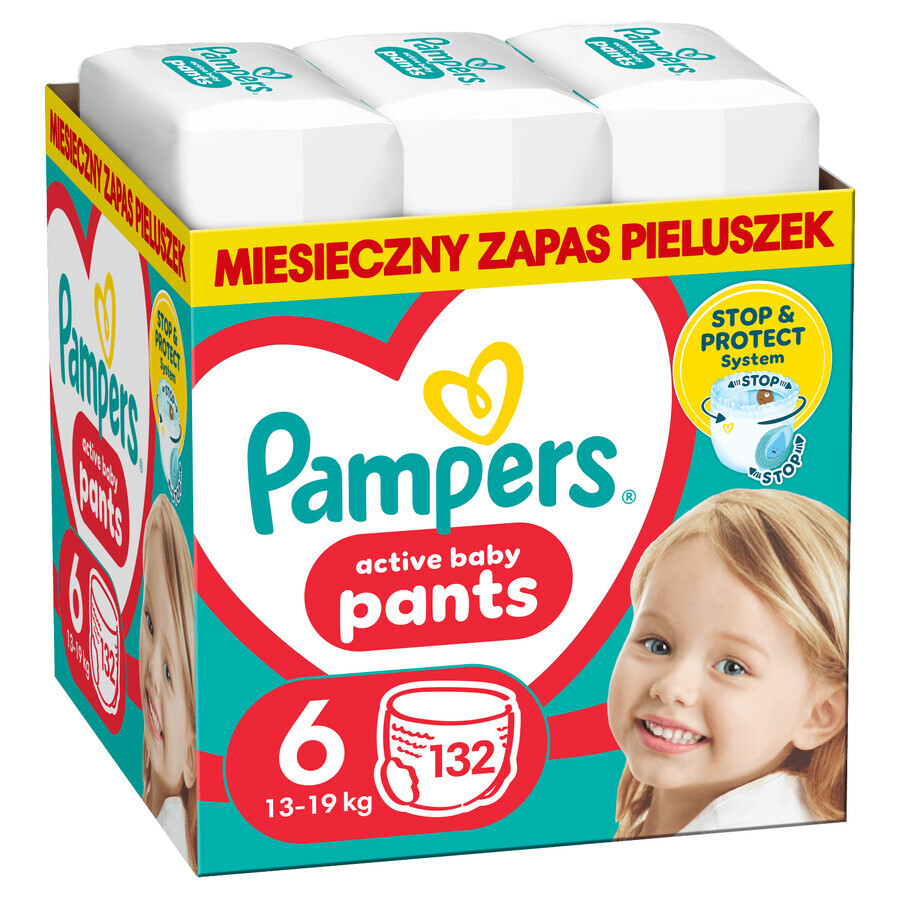 Set Pampers Pants, couches, Extra Large, taille 6, 14-19 kg, 2 x 132 pcs