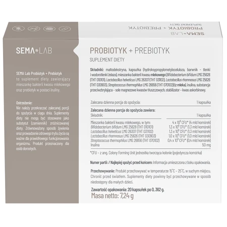 SEMA Lab Probiotikum + Präbiotikum, 20 Kapseln
